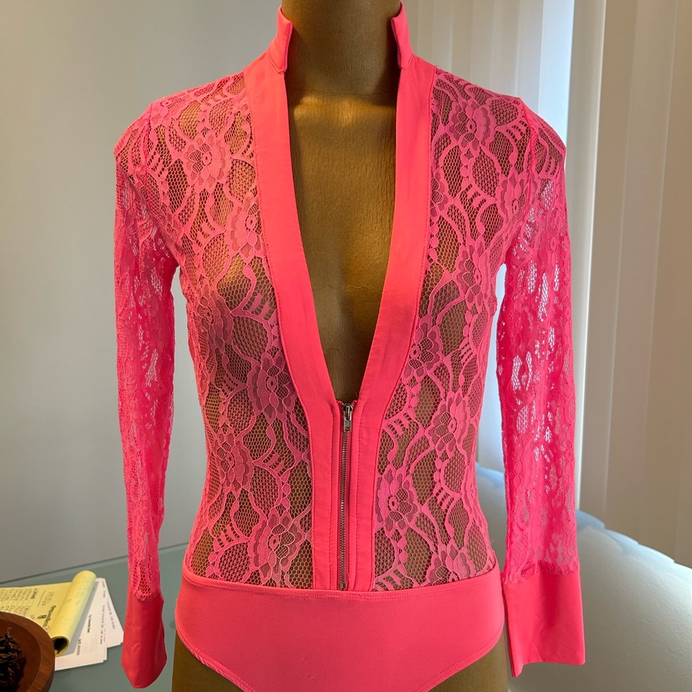 Banjul Pink Long Sleeve Cut Out Bodysuit